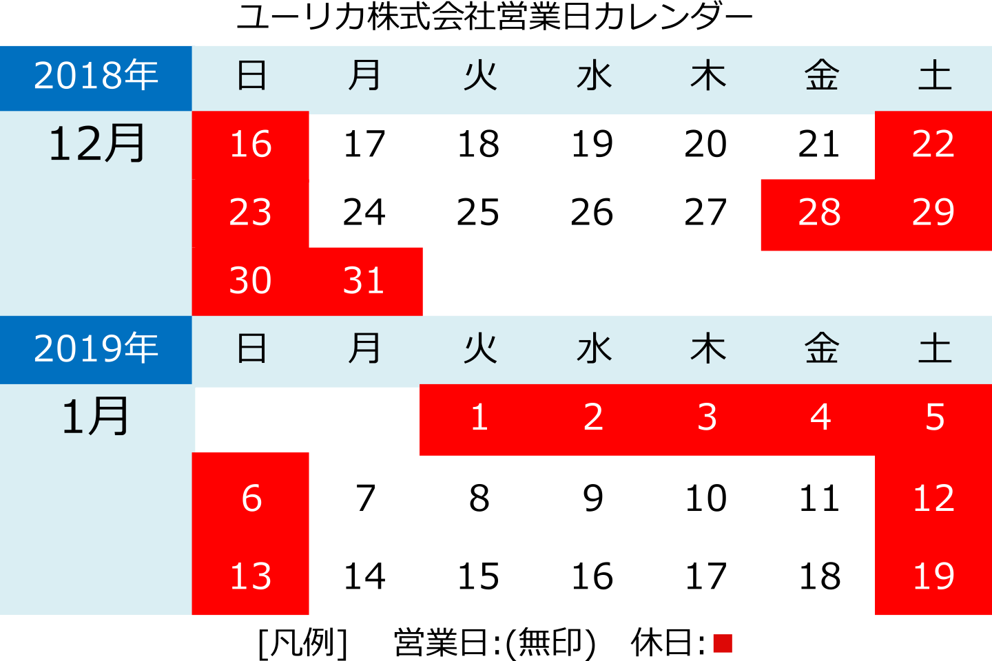 図 - 休業日